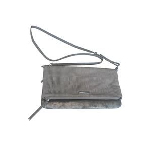 Stella And Dot Waverly Crossbody Slate Gray Metallic Clutch EUC Convertible